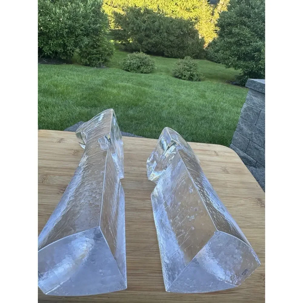 VTG Kosta Boda Connect 2 Candle Holders 12” & 9” Scandinavian Art Glass SWEDEN